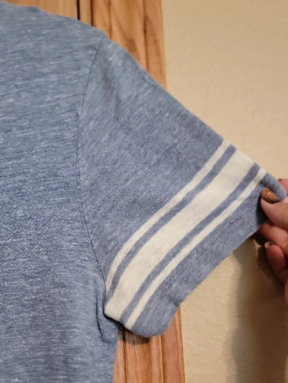 Madewell Blue Heather Crewneck Tee with Tag Detail - Picture 4 of 5